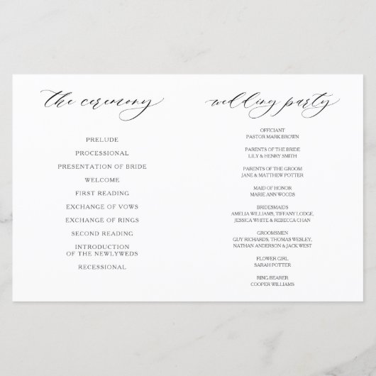 Modern minimalist Laurel Folded Wedding Programme (Achterkant)
