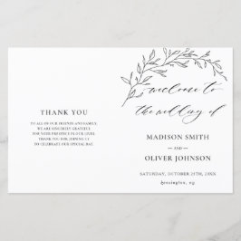Modern minimalist Laurel Folded Wedding Programme