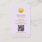 Modern Minimalist Lilac and Gold Dots QR Code Visitekaartje (Voorkant)
