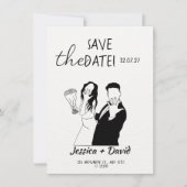 Modern Minimalist Line Art Bride and Groom Wedding Kaart (Voorkant)