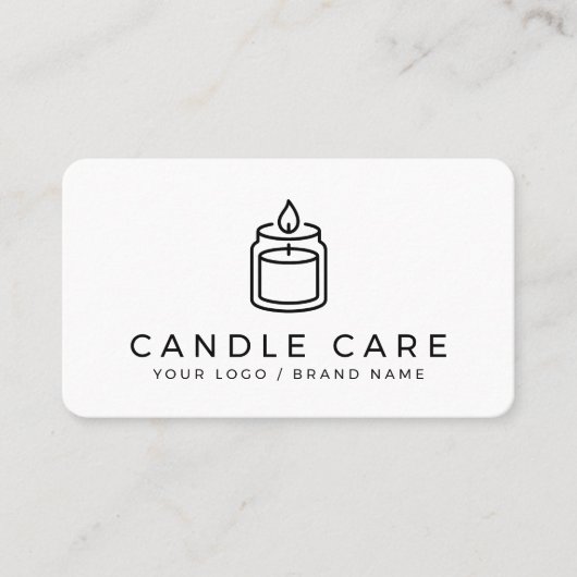 Modern Minimalist Line Art Candle Care Instruction Visitekaartje (Voorkant)