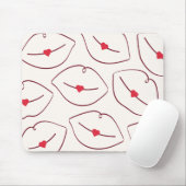 Modern Minimalist Line Art Lips Cherry Red Muismat (Met muis)
