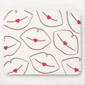Modern Minimalist Line Art Lips Cherry Red Muismat (Voorkant)