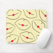 Modern Minimalist Line Art Lips Sunshine Yellow Muismat (Met muis)
