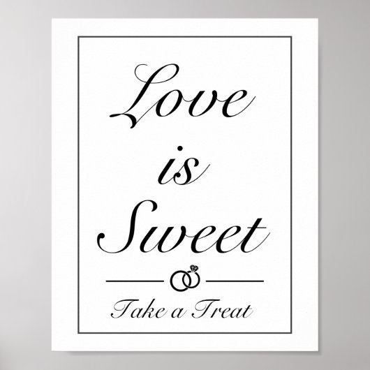 Modern minimalist Love is Sweet Treat Wedding Sign Poster (Voorkant)