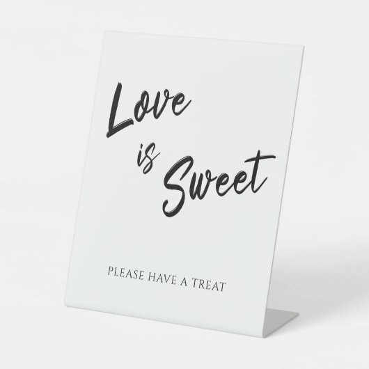 Modern minimalist Love is Sweet Wedding Pedestal S Reclamebord Met Voetstuk (Voorkant)