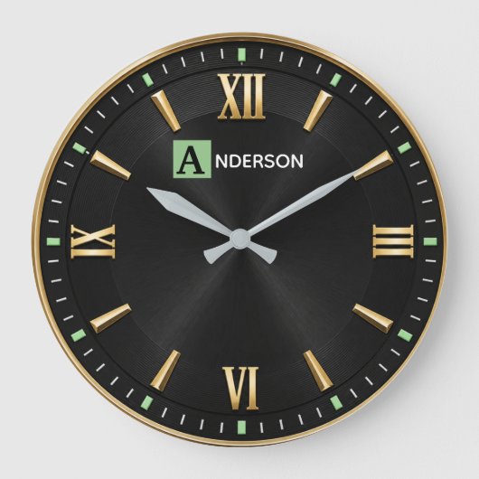 Modern Minimalist Luxury Black & Gold Grote Klok (Voorkant)