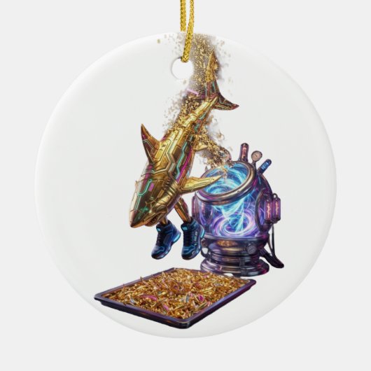 Modern Minimalist Luxury Cyber Shark Keramisch Ornament (Voorkant)