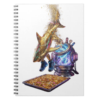 Modern Minimalist Luxury Cyber Shark - Neon Aesthe Notitieboek