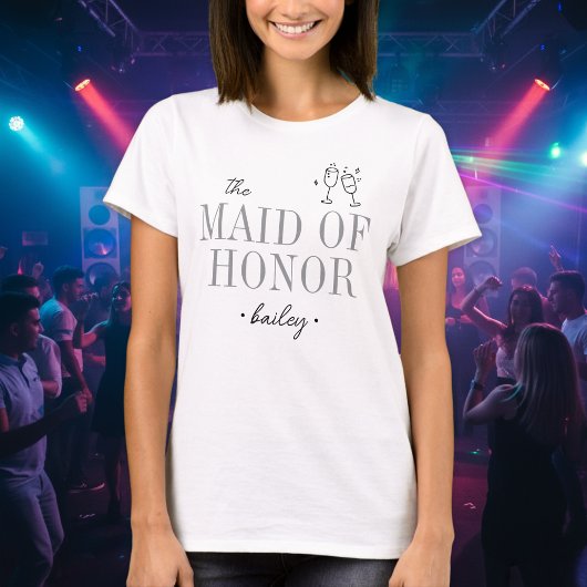 Modern Minimalist Maid Honor Script Bachelorette T-shirt