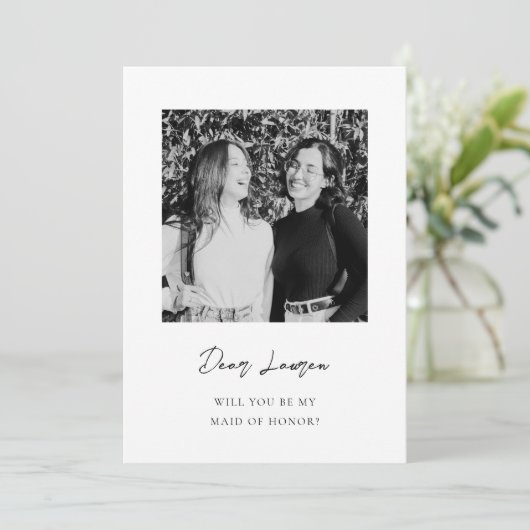 Modern Minimalist Maid of Honor Proposal Card Kaart (Staand voorkant)