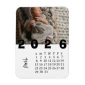 Modern Minimalist March 2026 Photo Calendar Magneet (Verticaal)