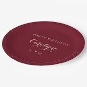 Modern Minimalist Maroon Birthday  Papieren Bordje (Gekanteld)