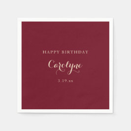 Modern Minimalist Maroon Birthday  Servet