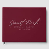 Modern & Minimalist Maroon Script  Wedding Gastenboek (Voorkant)