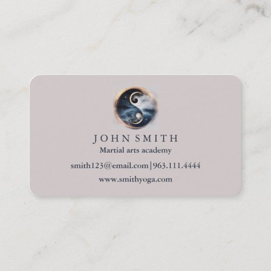 Modern Minimalist Martial Arts Yin Yang Karate  Visitekaartje (Achterkant)