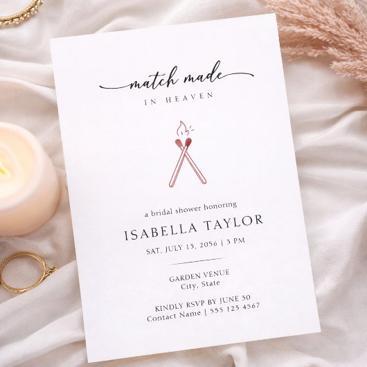Modern Minimalist Match Bridal Shower Invitation Kaart