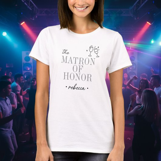 Modern Minimalist Matron Honor Script Bachelorette T-shirt