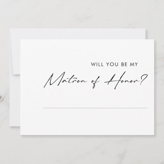 Modern minimalist Matron of Honor proposal Kaart (Voorkant)