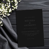 Modern Minimalist Matte Black Wedding Kaart