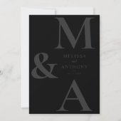 Modern Minimalist Matte Black Wedding Kaart (Voorkant)