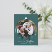 Modern Minimalist, Merriest Christmas Family Photo Briefkaart (Staand voorkant)