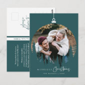 Modern Minimalist, Merriest Christmas Family Photo Briefkaart (Voorkant / Achterkant)