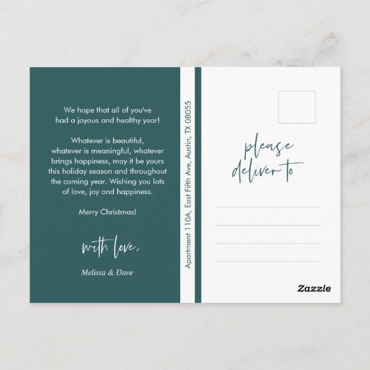 Modern Minimalist, Merriest Christmas Family Photo Briefkaart (Achterkant)