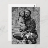 Modern minimalist, Merry and Bright Family Postca Briefkaart (Voorkant / Achterkant)