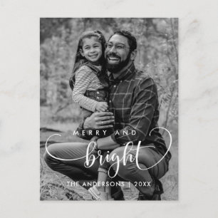 Modern minimalist, Merry and Bright Family Postca Briefkaart