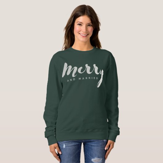 Modern Minimalist Merry and Married Script Custom Trui (Voorkant volledig)