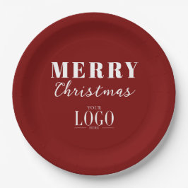 Modern Minimalist Merry Christmas Company Logo Papieren Bordje