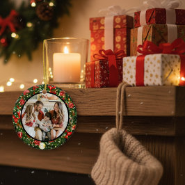 Modern Minimalist Merry Christmas Family Photo Keramisch Ornament