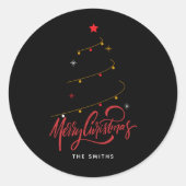 Modern Minimalist Merry Christmas Script Tree Ronde Sticker (Voorkant)