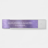 Modern Minimalist Metallic Purple Job Title Name Deurbordje (Voorkant)