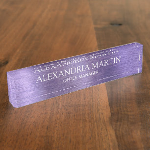 Modern Minimalist Metallic Purple Job Title Name Naambordje