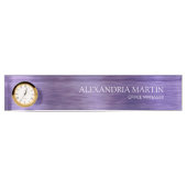 Modern Minimalist Metallic Purple Job Title Name Naambordje (Voorkant)