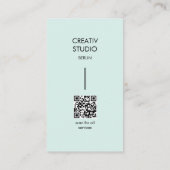 Modern Minimalist Mint Black QR Code Visitekaartje (Achterkant)