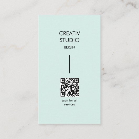 Modern Minimalist Mint Black QR Code Visitekaartje (Achterkant)