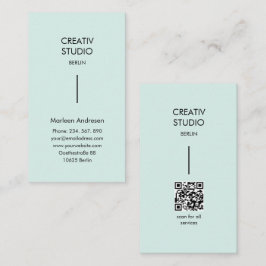 Modern Minimalist Mint Black QR Code Visitekaartje