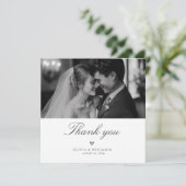 Modern Minimalist Monochrome Wedding Photo Square Bedankkaart (Staand voorkant)