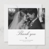 Modern Minimalist Monochrome Wedding Photo Square Bedankkaart (Voorkant)