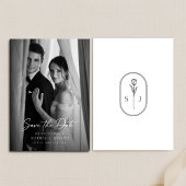 Modern Minimalist Monogram Elegant Wedding Photo Save The Date