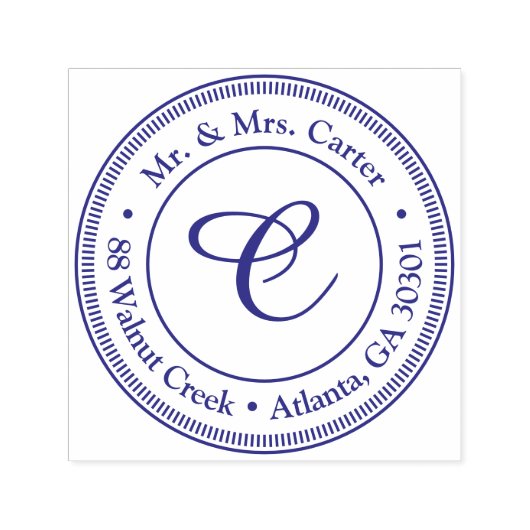 Modern Minimalist Monogram Family Name Rubber Zelfinktende Stempel (Design)