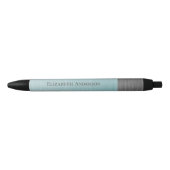 Modern Minimalist Monogram Name Teal Blue Metallic Zwarte Inkt Pen (Voorkant)