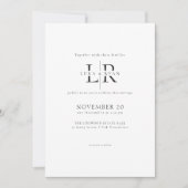 Modern Minimalist Monogram Photo Wedding Kaart (Voorkant)