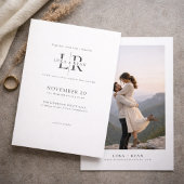 Modern Minimalist Monogram Photo Wedding Kaart
