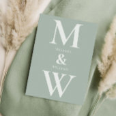 Modern minimalist Monogram Sage Green Wedding Kaart