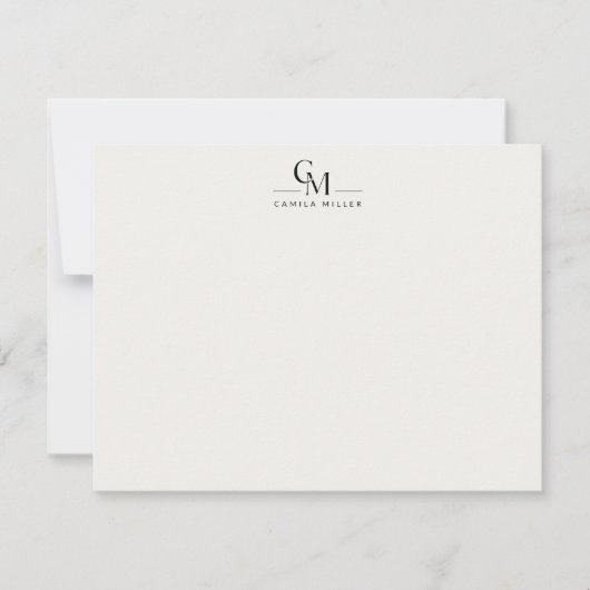 Modern Minimalist Monogram Stationery Note Card Kaart (Voorkant)