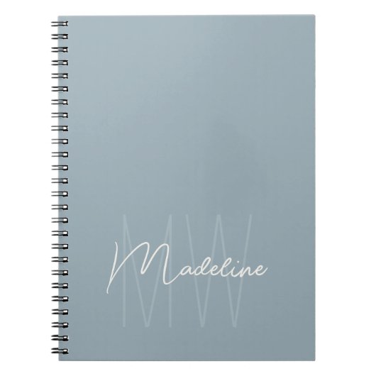 Modern minimalist Monogram Stusty Blue Notitieboek (Voorkant)
